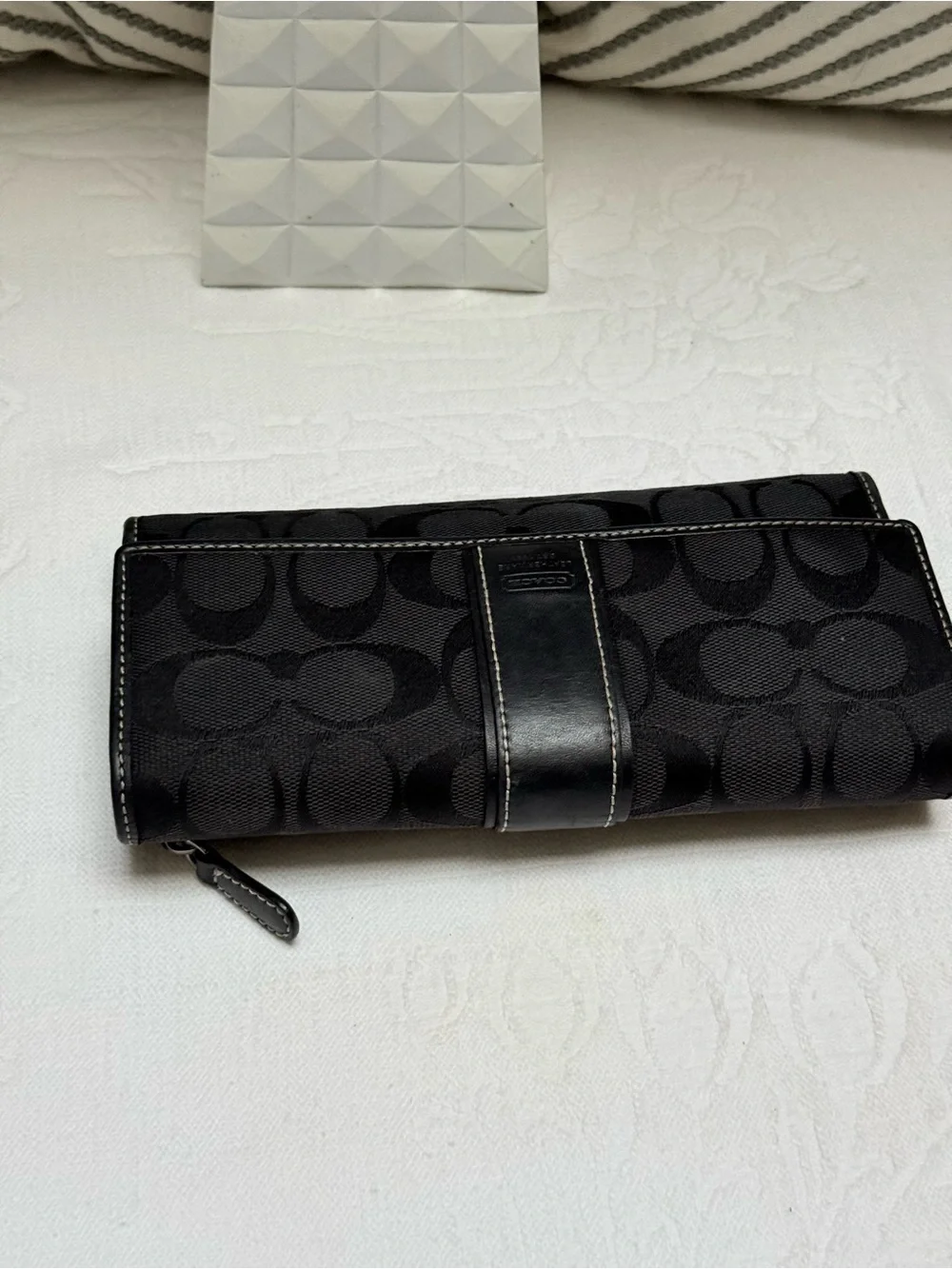 Coach Y2K Black Signature Fold-Over Continental Wallet